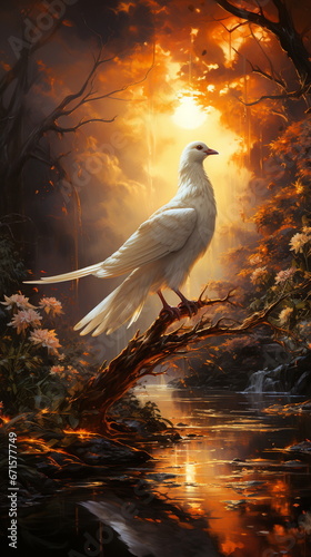 Pigeon on a Tree Branch