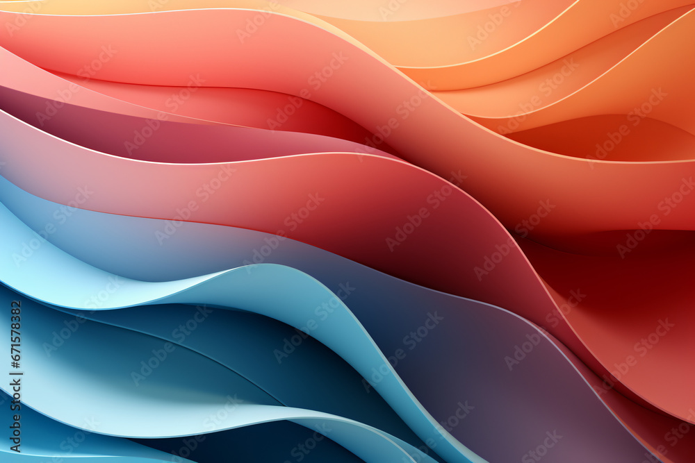 Fototapeta premium Pink blue gradient orangic texture with overlapping paper layers - Abstract background illustration 