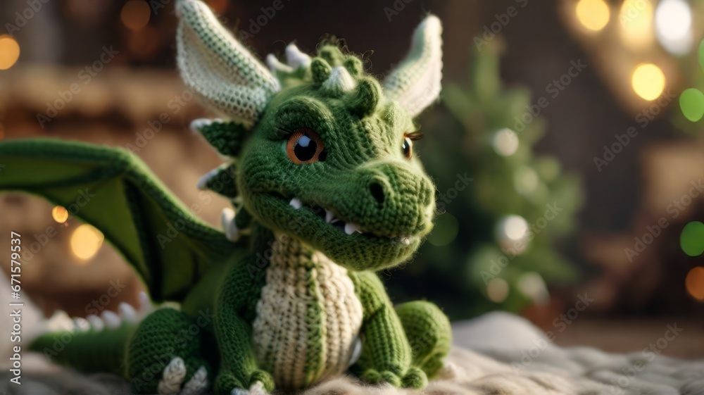New Year background with a dragon toy. .ai