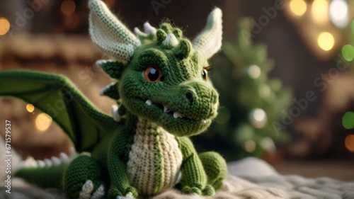 New Year background with a dragon toy. .ai