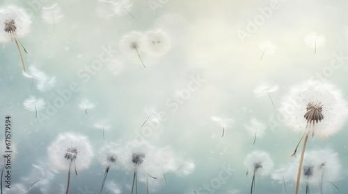 Dandelion fluff background for aesthetic minimalism style background. Neutral and pastel color wallpaper with elegant and light flying fluffs. Fragile  lightweight and beautiful nature backdrop.