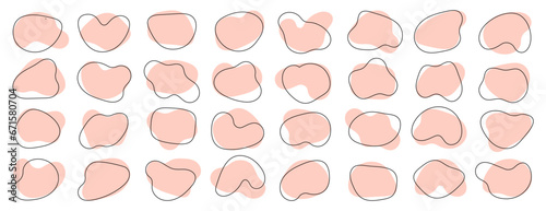Amoeba, irregular blob shape vector illustration set