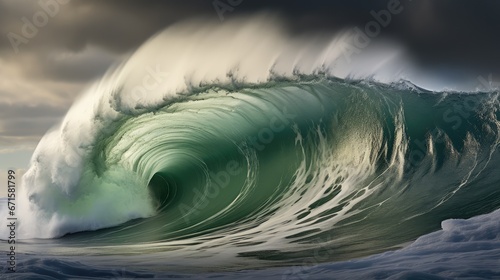 Big wave in the ocean. AI generated. © Viktor
