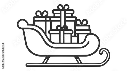 Vector icon depicting a sleigh filled with wrapped gifts
