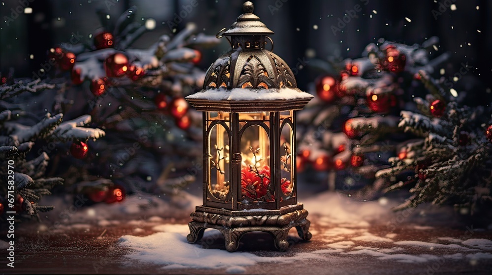 christmas lantern in the snow christmas lantern in the snow
