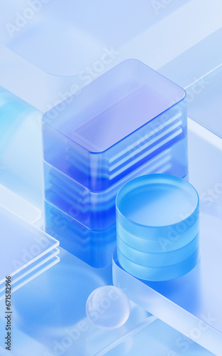Fototapeta Naklejka Na Ścianę i Meble -  Abstract glass shape background, 3d rendering.