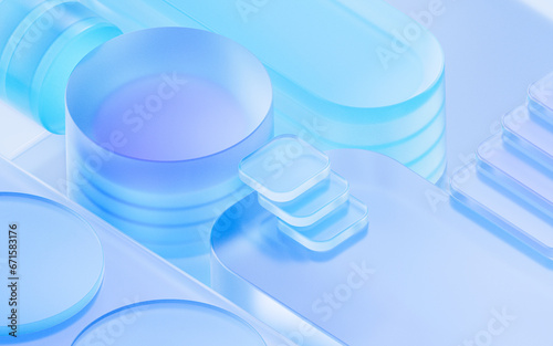 Fototapeta Naklejka Na Ścianę i Meble -  Abstract glass shape background, 3d rendering.