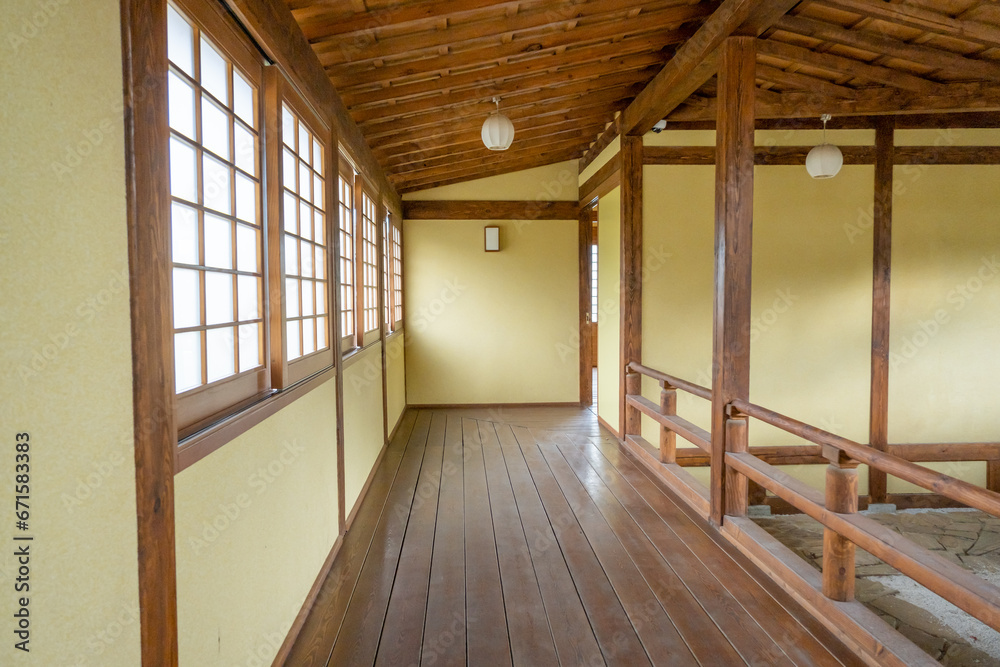 closeup of traditional wooden Japanese house closeup of traditional wooden Japanese house