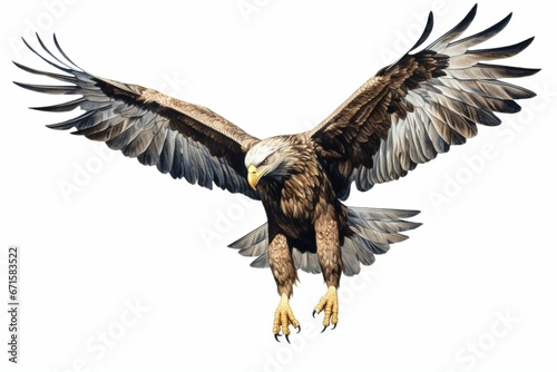 A white-background illustration of an isolated eagle. Generative AI