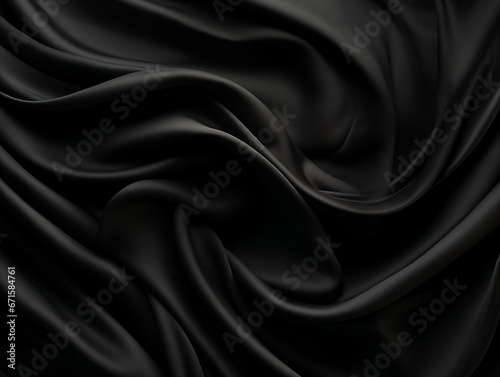 Black silk fabric textile. Abstract elegant background