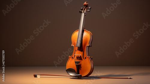 A violin on a beige background