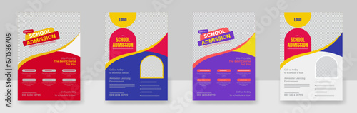 set of 4 Mega collection school admission flyer design templates.Kids back to school education admission flyer.