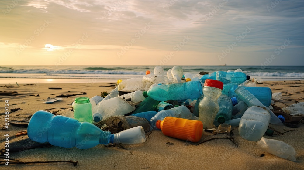 Fotografie Conceptual image of plastic pollution