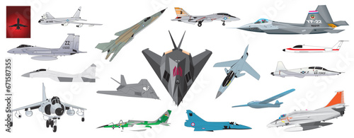 Cliparts Passenger and Fighter Aircraft Airplanes - compendium vector illustrations editable best art design for multipurpose use in high definition format