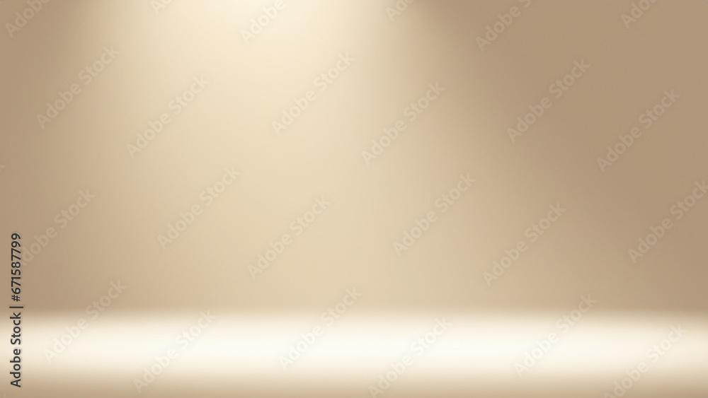 Empty brown cream wall studio background. Used for presenting cosmetic nature products for sale online - obrazy, fototapety, plakaty 