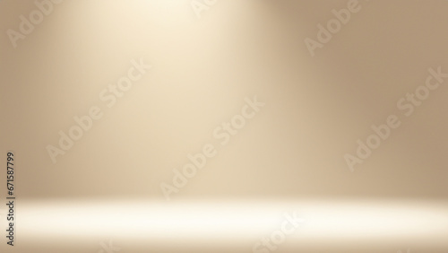 Empty brown cream wall studio background. Used for presenting cosmetic nature products for sale online photo