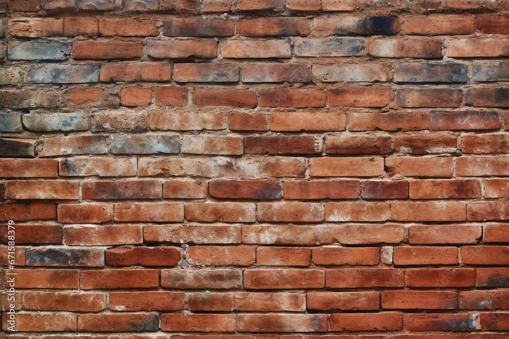 Fototapeta premium texture illustration of red brick wall background. Created with Generative AI