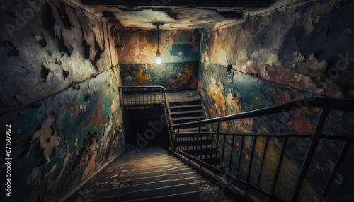 Descent into the Unknown: The Backrooms' Stairwell © TheVisualPoet