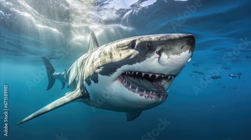 Great white shark carcharodon carcharias  swimming south australia 