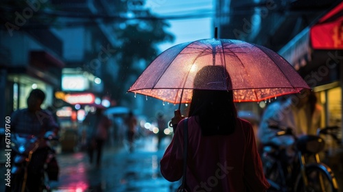 Wallpaper Mural It's raining heavily, wearing an umbrella during the rainy season
 Torontodigital.ca