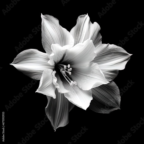 abstract narcissus petals, black and white illustration