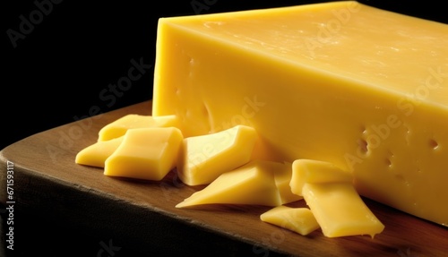 Cheese collection, piece of hard yellow cheese emmental close up