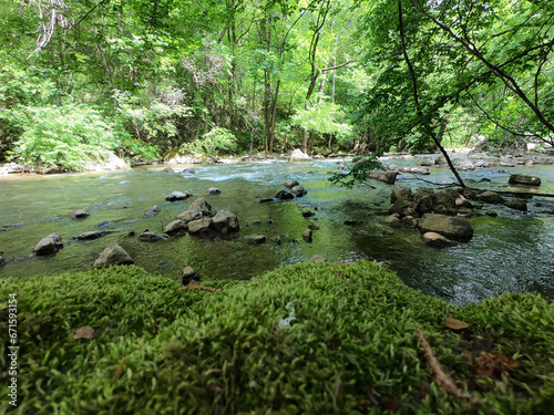 A beautiful canyon of river Jerma in Serbia. Sunny day in the nature. photo