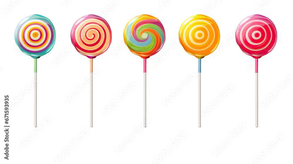 Set of colorful lollipops on transparent background Set of colorful lollipops on transparent background