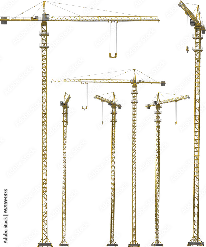 crane, cranes, construction site, build isolated