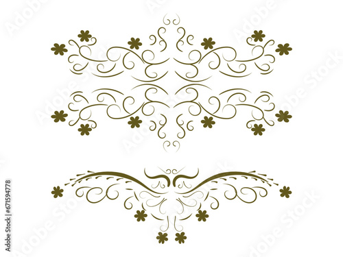 Floral vector ornaments with golden colors.