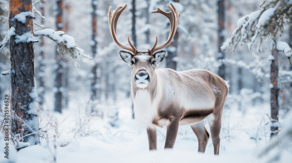 This is a photo of a reindeer in Lapland, Finland during the winter.
This is a photo of a reindeer in Lapland, Finland during the winter.