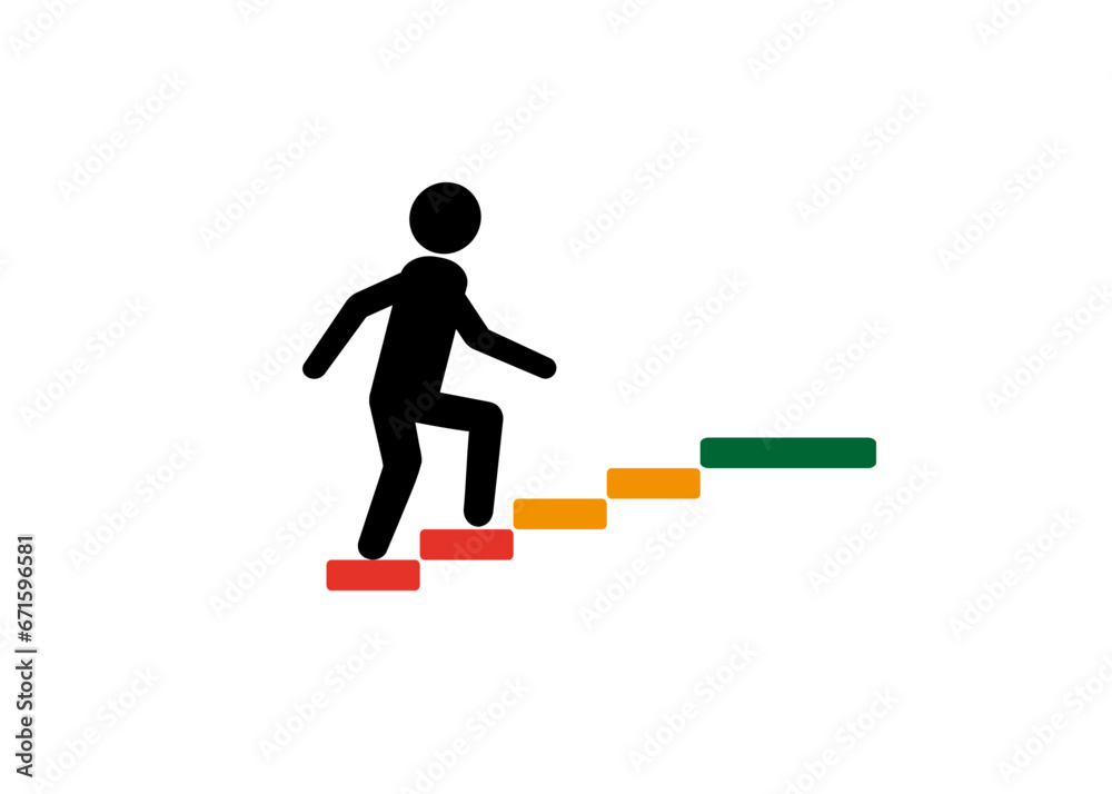 Man climbs up the stairs. Business Man climbs up the stairs. Business