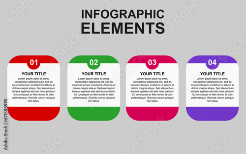 infographic template with 4 colorful steps for presentations, business and posters.