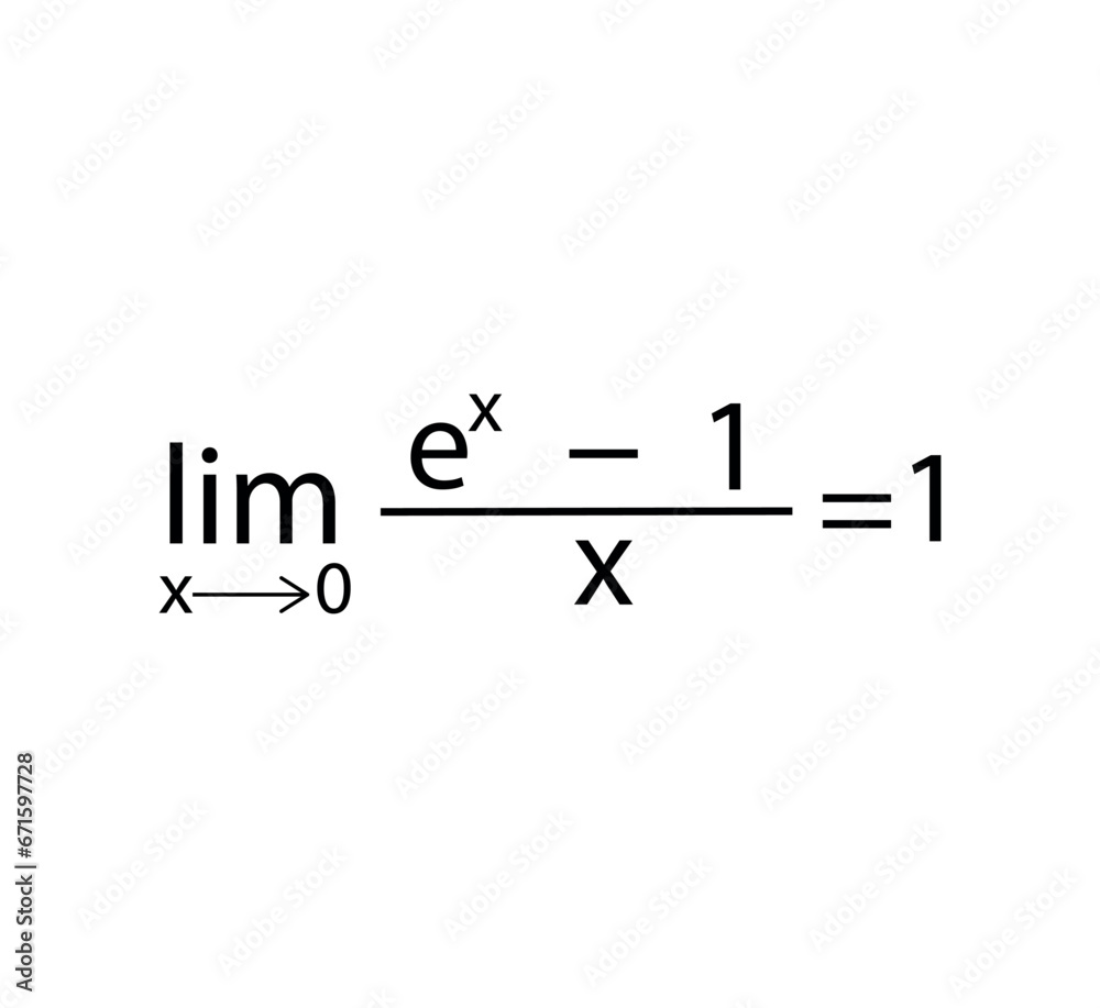 Limit of ex-1 when x tends to 0. Vector illustration. Limit of ex-1 when x tends to 0. Vector illustration.