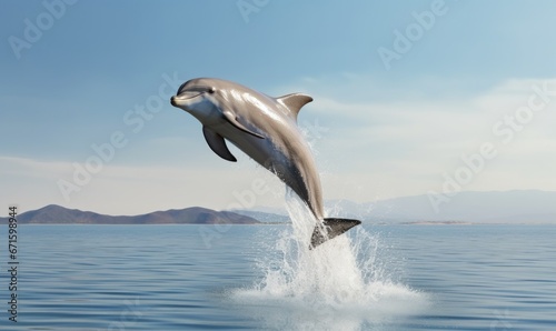 Dolphin jumping out of an ice cube on a white background. Frozen dolphin on white background. Global warming concept. Nature background.