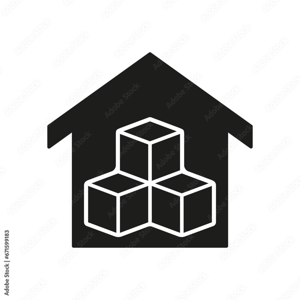 Warehouse Silhouette Icon. Storehouse for Shipping Service Glyph Pictogram. Storage Building Solid Sign. Commercial Cargo Box in Store House Symbol. Isolated Vector Illustration Warehouse Silhouette Icon. Storehouse for Shipping Service Glyph Pictogram. Storage Building Solid Sign. Commercial Cargo Box in Store House Symbol. Isolated Vector Illustration