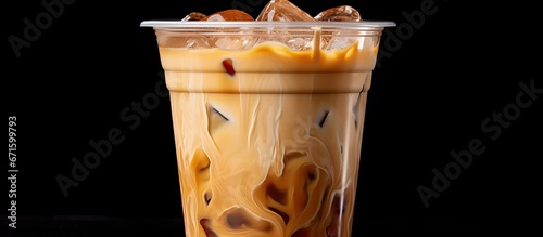 Takeaway cup with iced coffee or caffe latte including path clipping