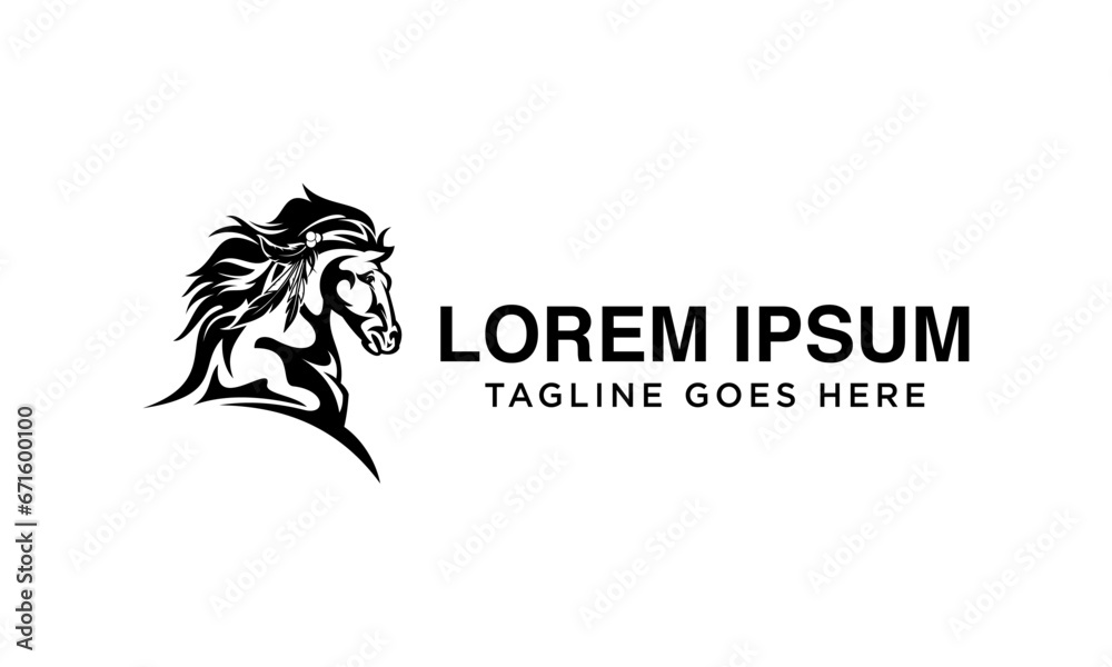 cool and powerful mustang horse logo design