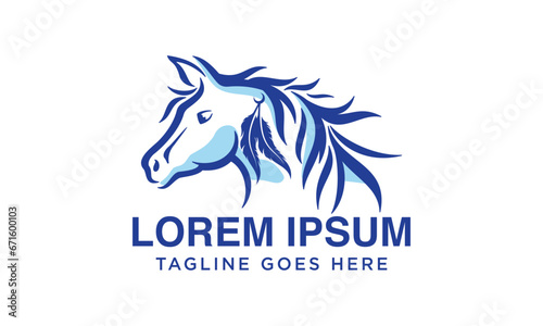 cool and powerful mustang horse logo design