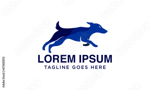 dog logo design running happily