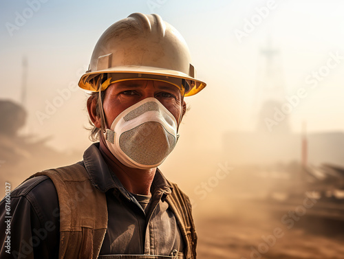 builder wearing a protective dust mask