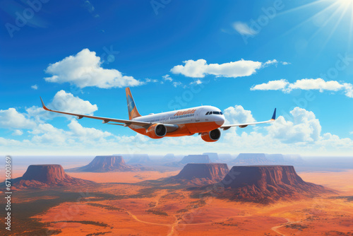 Airbus A320 on a sunny day over Uluru Ayers Rock
