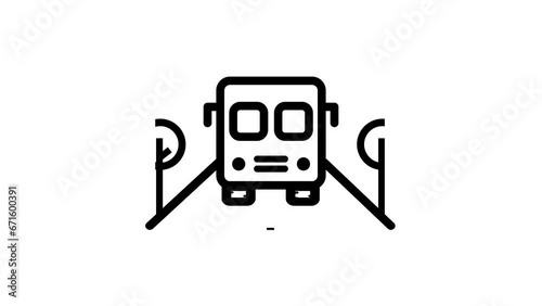 Thin line school bus animation. Smooth looping animation. perfect for transportation theme graphic elements