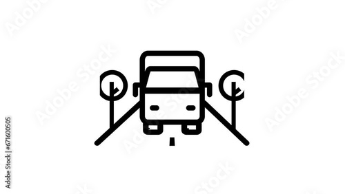 Thin line truck animation. Smooth looping animation. perfect for transportation theme graphic elements