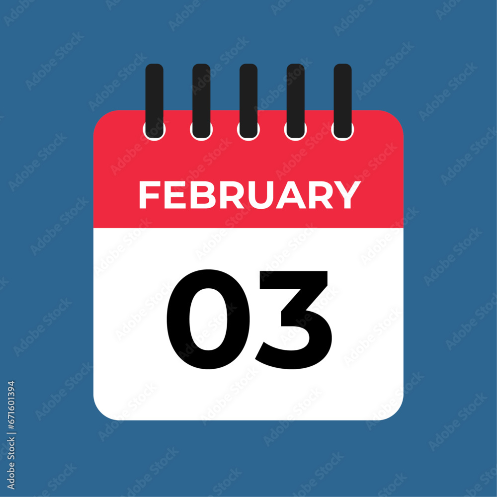 february 3 calendar reminder. 3 february daily calendar icon template. Calendar 3 february icon Design template. Vector illustration february 3 calendar reminder. 3 february daily calendar icon template. Calendar 3 february icon Design template. Vector illustration