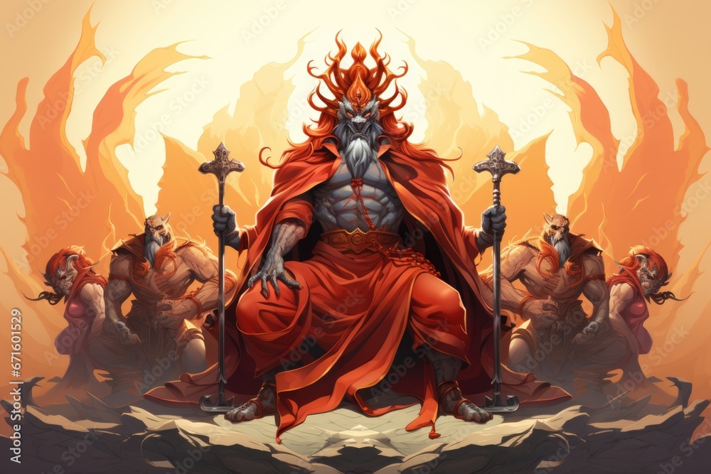 A sinister demon looms majestically 2d illustration A sinister demon looms majestically 2d illustration
