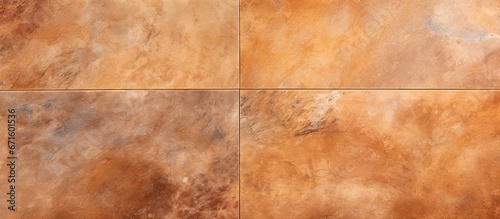 Textured brown ceramic tiles on the floor as a background