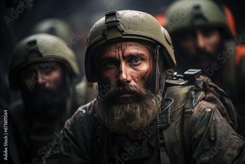 Cinematic portrait, Old man in soldier uniform, grim determination, vintage uniform, grungy battlefield background