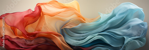 Abstract background with colorful silk waves.A soft and elegant fabric with abstract waves photo