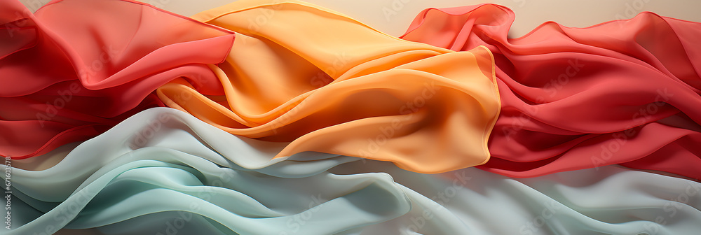 Abstract background with colorful silk waves.A soft and elegant fabric with abstract waves Abstract background with colorful silk waves.A soft and elegant fabric with abstract waves